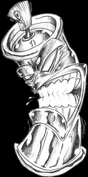 Graffiti Art Toilet Monster Sketch PNG image with transparent background