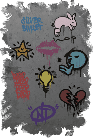 Graffiti Artwork Collection PNG image with transparent background