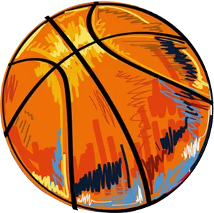 Graffiti Style Basketball Artwork PNG Image