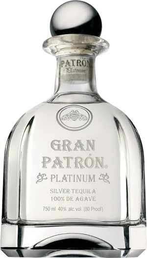 Gran Patron Platinum Silver Tequila Bottle PNG Image