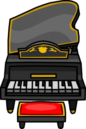 Grand Piano Cartoon Illustration PNG Image