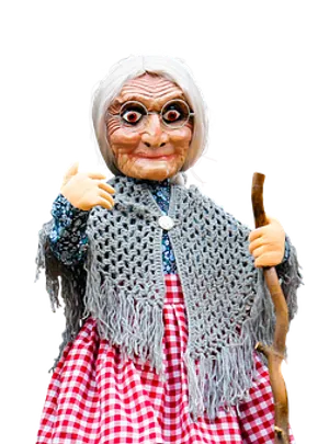 Grandmother Puppet Character PNG Image