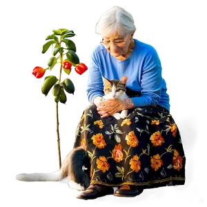 Grandmother With Cat Png Wvt74 PNG Image