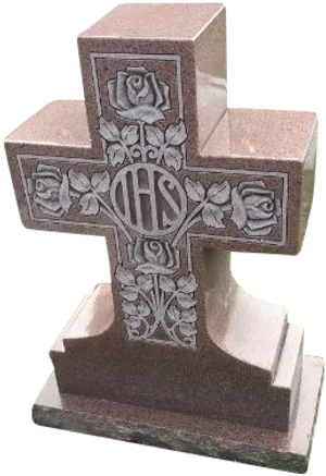 Granite Crosswith Rosesand I H S Monogram PNG Image