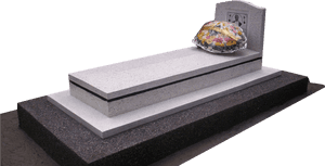 Granite Grave Monument Floral Tribute PNG image with transparent background