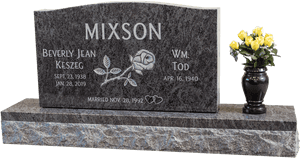 Granite Headstonewith Flowers PNG image with transparent background