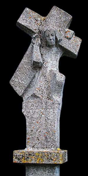 Granite Jesuson Cross Sculpture PNG with transparent background