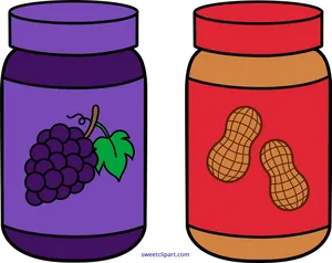 Grape Jellyand Peanut Butter Jars PNG Image