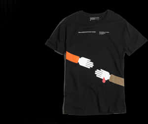 Graphic Black Shirt Helping Hands PNG image with transparent background