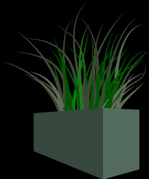 Grassin Rectangular Pot Vector PNG