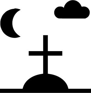 Graveyard Silhouette Nighttime PNG image with transparent background