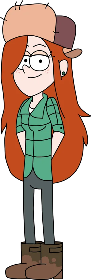 Gravity Falls Red Haired Character PNG Image