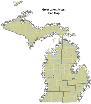 Map Of Michigan Showing Great Lakes Shoreline Public - Michigan, HD Png Download PNG image with transparent background