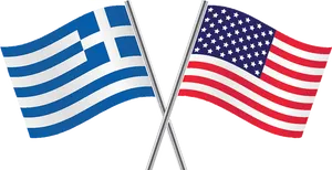 Greekand American Flags Crossed PNG Image