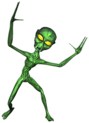 Green Alien Gesture Illustration PNG Image