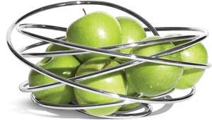 Green Apples Encircledby Metal Rings PNG with transparent background