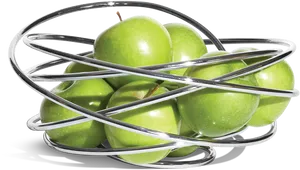 Green Apples Encircledby Metal Rings PNG Image