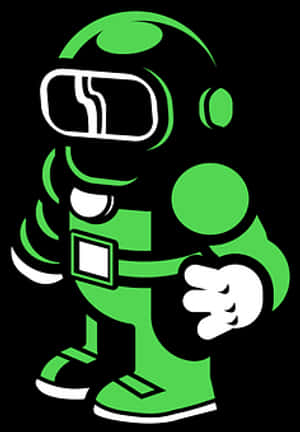 Green Astronaut Cartoon Character PNG image with transparent background