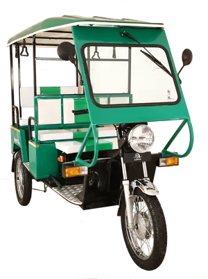 Green Auto Rickshaw Isolated PNG Image