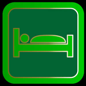 Green Bed Icon Sign PNG with transparent background