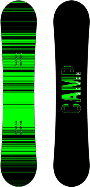 Green Black Camp Seven Snowboard PNG image with transparent background