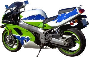 Green Blue Sport Motorcycle PNG Image