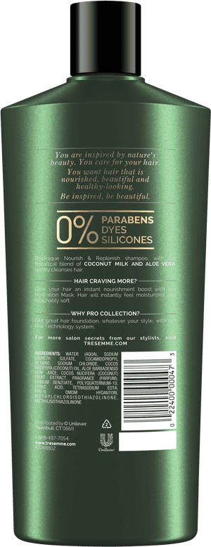 Shampoo Bottle Png - Tresemme Coconut Milk And Aloe Vera Shampoo Ingredients, Transparent Png PNG image with transparent background