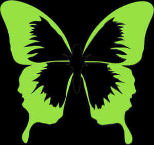 Green Butterfly Silhouette Faces PNG image with transparent background
