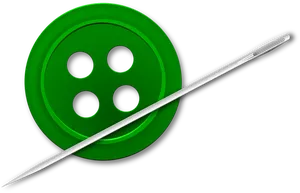 Green Buttonand Sewing Needle PNG Image