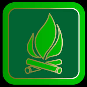 Green Campfire Icon PNG image with transparent background