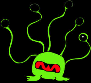 Green Cartoon Alien Illustration PNG image with transparent background