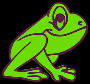 Green Cartoon Frog Graphic PNG image with transparent background