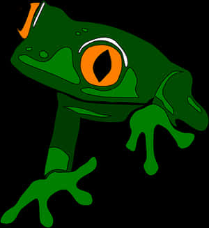 Green Cartoon Frog Illustration PNG image with transparent background