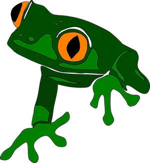 Green Cartoon Frog Illustration PNG Image