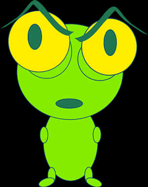 Green Cartoon Insect Character PNG image with transparent background