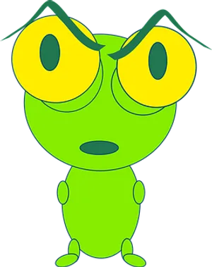 Green Cartoon Insect Character PNG Image