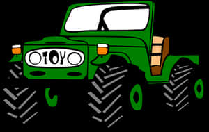 Green Cartoon Jeep Illustration PNG image with transparent background