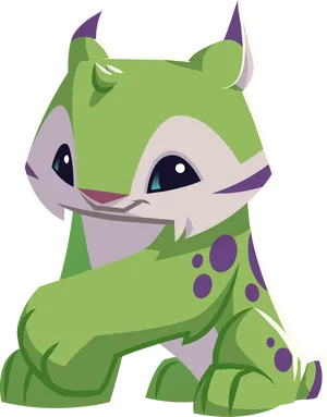 Green Cartoon Lynx PNG Image