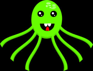 Green Cartoon Octopus PNG image with transparent background