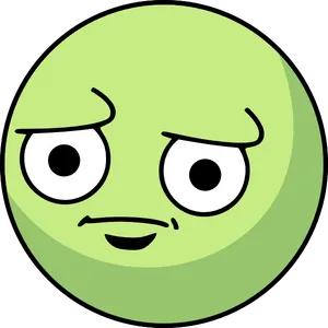 Green Cartoon Sad Face PNG Image