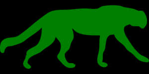 Green Cheetah Silhouette PNG image with transparent background