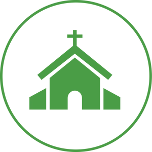 Green Church Icon Circle Background PNG Image