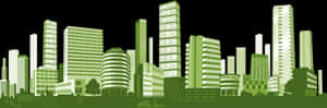 Green City Skyline Illustration PNG