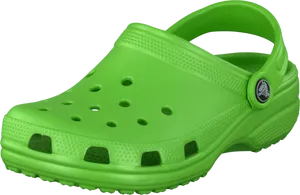 Green Croc Sandal Side View PNG Image