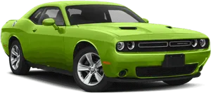 Green Dodge Challenger Side View PNG Image