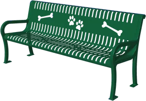 Green Dog Themed Park Bench PNG Image