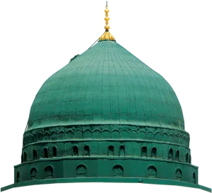 Green Domed Mosque Nighttime PNG Image