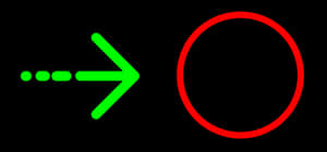 Green Dotted Arrow Red Circle PNG image with transparent background