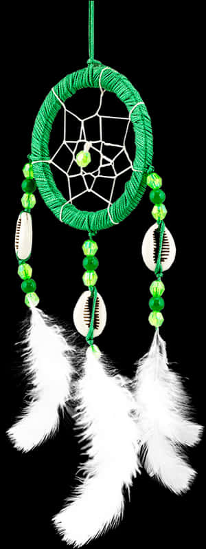 Green Dreamcatcher Black Background PNG image with transparent background
