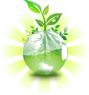 Green Earth Sunburst PNG image with transparent background